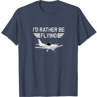 Distressed I'd Rather Be Flying Airplane Pilot T-Shirt for Men