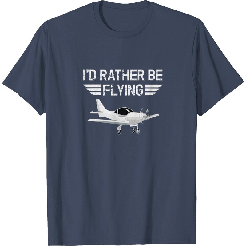 T-shirt Distressed I'd Rather Be Flying Airplane Pilot pour hommes — T-shirts pour hommes