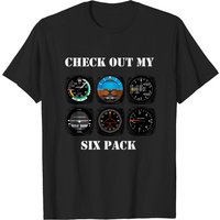Pilot Aviation Six Pack Flying Airplane T-Shirt for Men