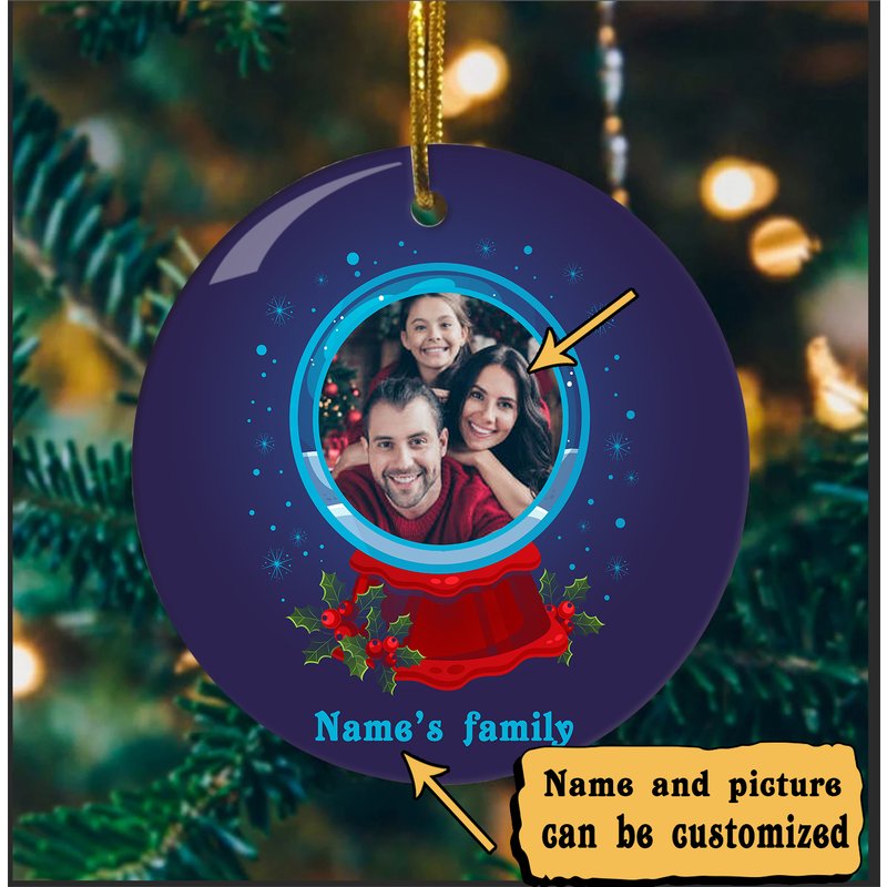 Personalized Photo Ceramic Circle Ornament for Christmas — Ornaments