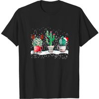 T-shirt pour hommes avec renne de Noël et cactus succulent