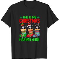 T-shirt pour hommes avec bulldog français en pyjama de Noël — T-shirts pour hommes