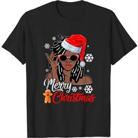 T-shirt pour hommes avec chapeau de Noël Santa et fille africaine — T-shirts pour hommes