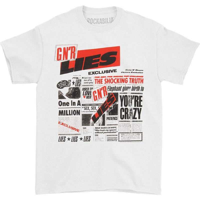 T-shirt White Lie Guns N’ Roses Lies pour hommes — T-shirts pour hommes