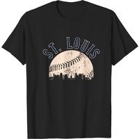 T-shirt de baseball Vintage Délavé Skyline de St. Louis pour hommes — T-shirts pour hommes