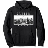 St. Louis Missouri Vintage Skyline Black & White Pullover Hoodie