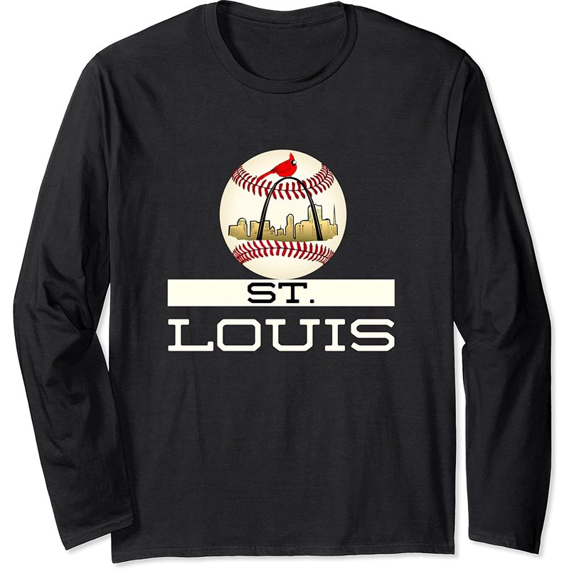 St Louis Skyline Red Cardinal Long Sleeve T-Shirt