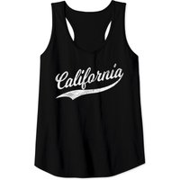 State Of California Baseball Script Cursive Flag Tank Top