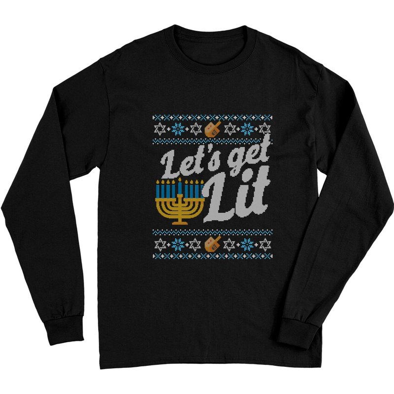 T-shirt à manches longues Hanukkah Let's Get Lit pour unisexe — T-shirts pour hommes