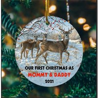 1st Christmas As Parents Newborn Gift 2021 Ceramic Circle Ornament — Ornaments