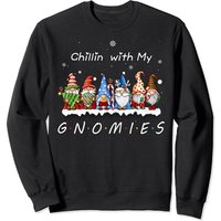 Chillin With My Gnomies Sweatshirt de Noël Gnome Amusant — Sweats à capuche pour hommes