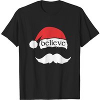 T-shirt de Noël pour hommes avec chapeau de Santa et moustache blanche