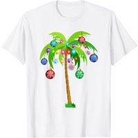 Christmas Lights Palm Tree Hawaii Beach T-Shirt for Men — Mens T Shirts