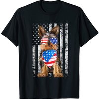T-shirt de Noël avec drapeau américain et Yorkie pour hommes