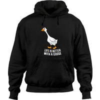 Hoodie Funny Goose - La vie est meilleure avec une oie — Sweats à capuche pour hommes