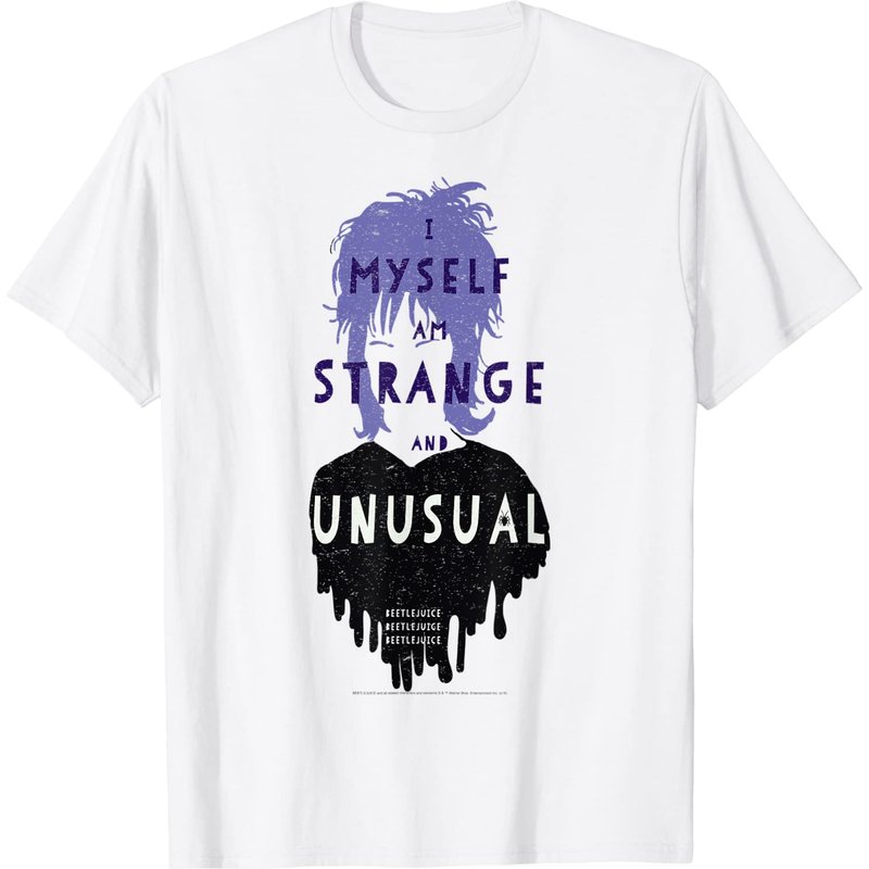 I Myself Am Strange And Unusual T-Shirt Beetlejuice Lydia for Men — Mens T Shirts