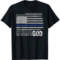 T-shirt Support Police Thin Blue Line avec Drapeau Distressé pour Hommes