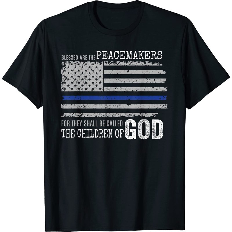 T-shirt Support Police Thin Blue Line avec Drapeau Distressé pour Hommes — T-shirts pour hommes