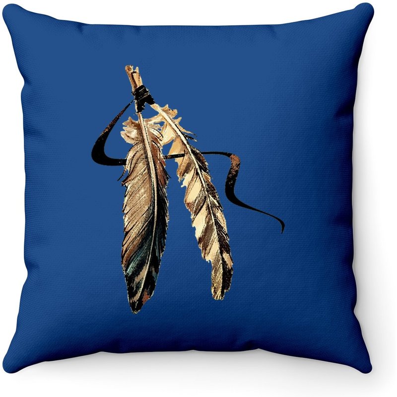 Southwest Native American Tribal Art Colorful Feather Throw Pillow — Decorative Cushions