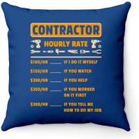 Contractor Hourly Rate Price Chart Handyman Throw Pillow