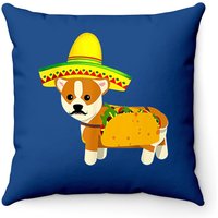 Funny Mexican Corgi Taco Dog Throw Pillow