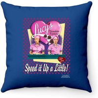 Coussin I Love Lucy Chocolaterie Accélère-le Rose — Coussins décoratifs