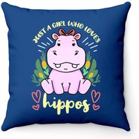 Coussin Décoratif Just A Girl Who Loves Hippos Hippopotamus — Coussins décoratifs