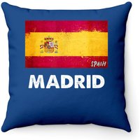 Madrid Spain Throw Pillow Cover in Royal Blue — Decorative Cushions