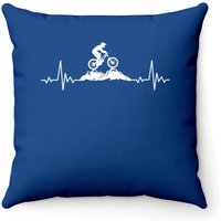 Mountain Heartbeat Biking Vintage Cycling Gifts Throw Pillow — Decorative Cushions