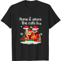 T-shirt Cats In Snow Winter Christmas Santa Hat pour hommes — T-shirts pour hommes