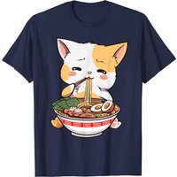 T-shirt drôle d'anime Kawaii Neko Ramen pour hommes