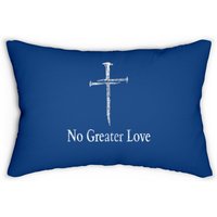 Christian No Greater Love Distressed Cross Easter Lumbar Pillow — Decorative Cushions