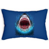 Great White Shark Open Mouth Lumbar Pillow — Decorative Cushions