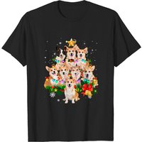 T-shirt pour hommes Pembroke Welsh Corgi Noël avec lumières d'arbre — T-shirts pour hommes