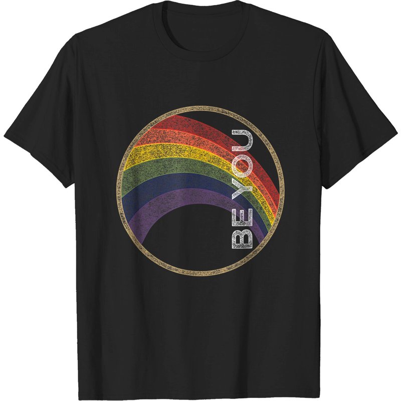 Vintage Gay T-shirt LGBTQ Be You Gay Pride Rainbow for Men — Mens T Shirts