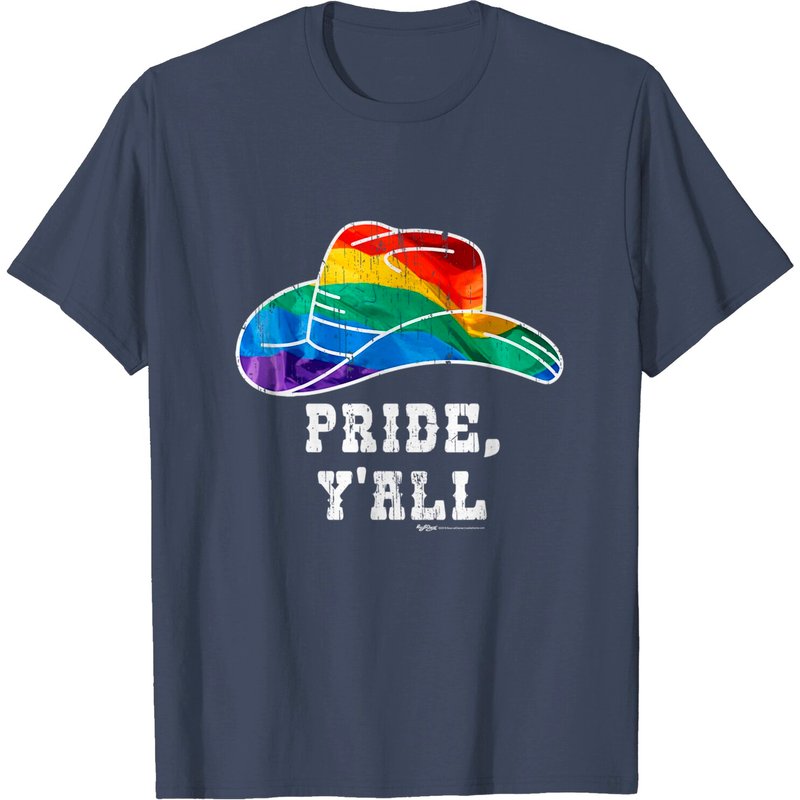 T-shirt Vintage Gay Pride avec Drapeau Arc-en-Ciel et Chapeau de Cowboy — T-shirts pour hommes