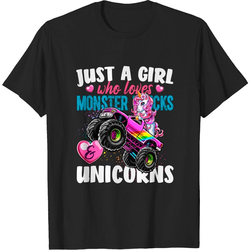 Just A Girl Who Loves Monster Trucks And Unicorns Men's T-Shirt — Mens T Shirts