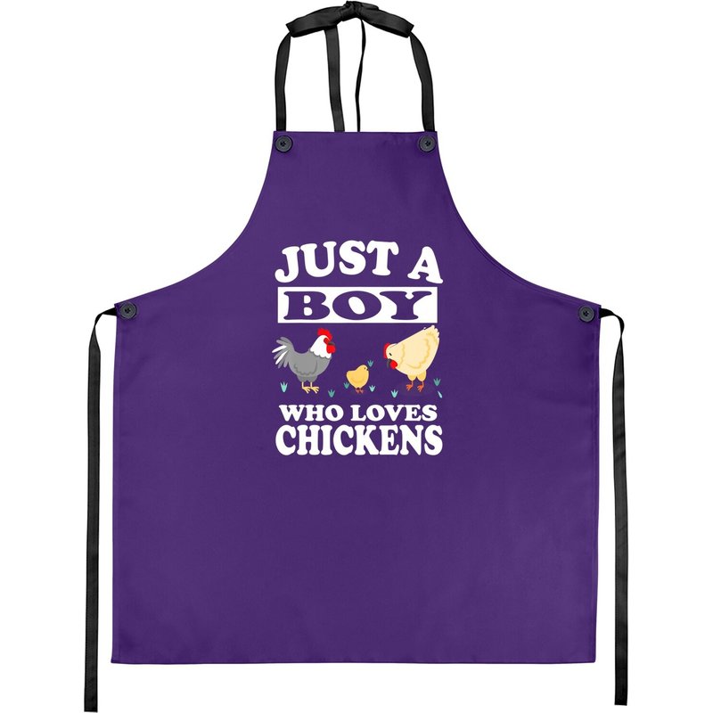 Just A Boy Who Loves Chickens Farm Chicken Gift Apron — Kitchen Aprons