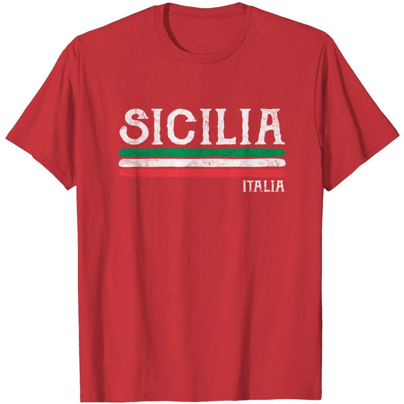 T-shirt noir en italien Vintage Sicilia Italie pour hommes — T-shirts pour hommes