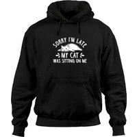 Hoodie Amoureux des Chats - Désolé pour le Retard, Mon Chat Était Sur Moi — Sweats à capuche pour hommes