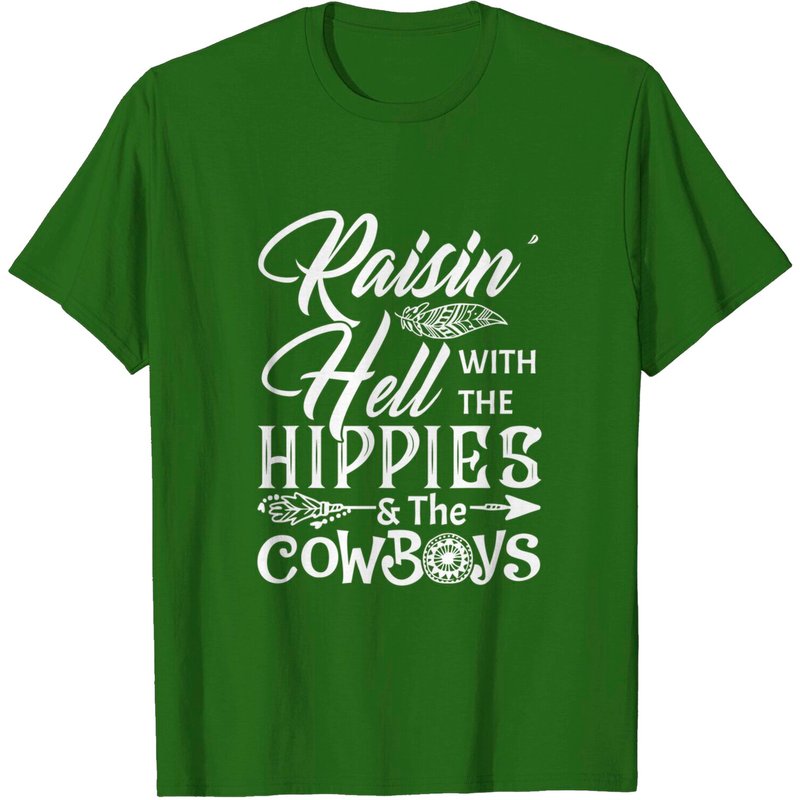 T-shirt drôle Raisin' Hell avec les hippies et les cowboys pour hommes — T-shirts pour hommes