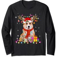 T-shirt de Noël Corgi Amusant avec Renne et Lumières