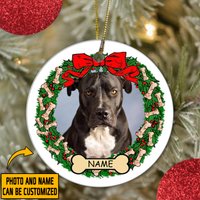 Dog Personalized Photo Ceramic Circle Ornament — Ornaments