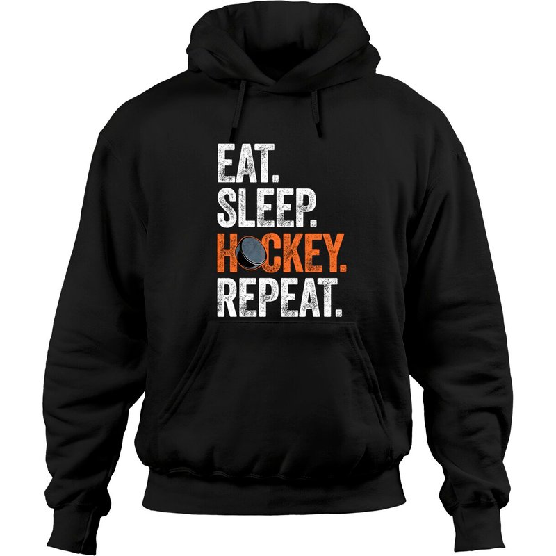 Hoodie Unisexe Eat Sleep Hockey Repeat — Sweats à capuche pour hommes