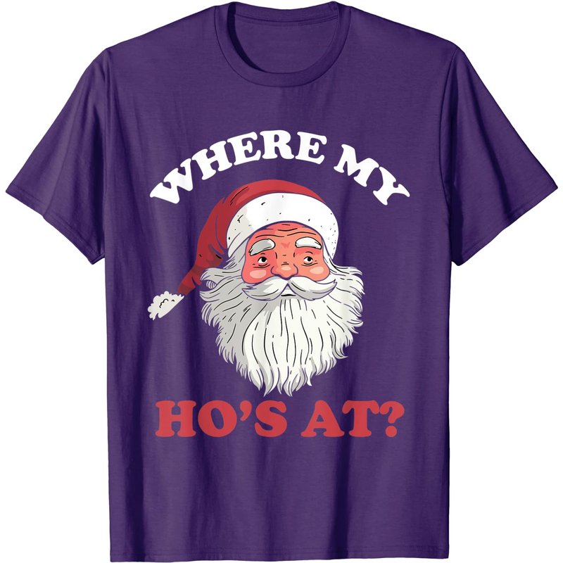 T-shirt humoristique de Noël Santa Where My Hos At — T-shirts pour hommes