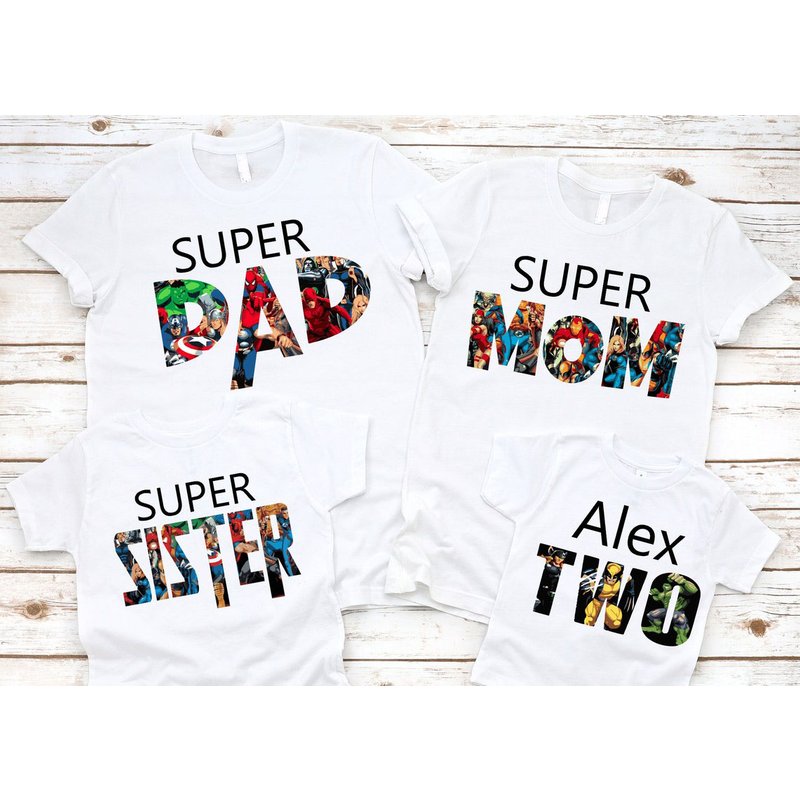 T-shirt personnalisé pour hommes - Fête d'anniversaire Super-héros en famille — T-shirts pour hommes