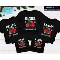 T-shirt personnalisé de Noël pour hommes avec camion rouge — T-shirts pour hommes
