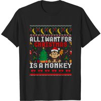 T-shirt Moche de Noël Je Veux Un Singe pour Hommes — T-shirts pour hommes