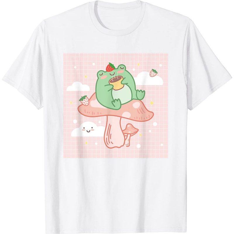 T-shirt pour hommes avec grenouille mignonne sur un champignon — T-shirts pour hommes