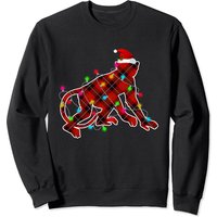 Sweatshirt Unisexe à Motif de Noël en Plaid Rouge et Singes